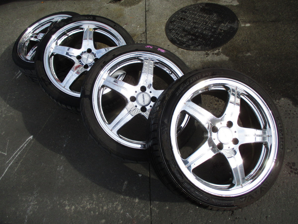 LEGZAS 17インチ タイヤホイールセット S)LEGZAS 17インチ 7JJ メッキアルミホイール × タイヤ 4本セット