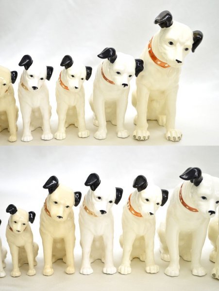 KM320○まとめて!!○Victor ビクター犬 10点セット ニッパー犬 陶器置物 -