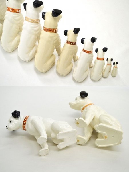 KM320○まとめて!!○Victor ビクター犬 10点セット ニッパー犬 陶器置物 -