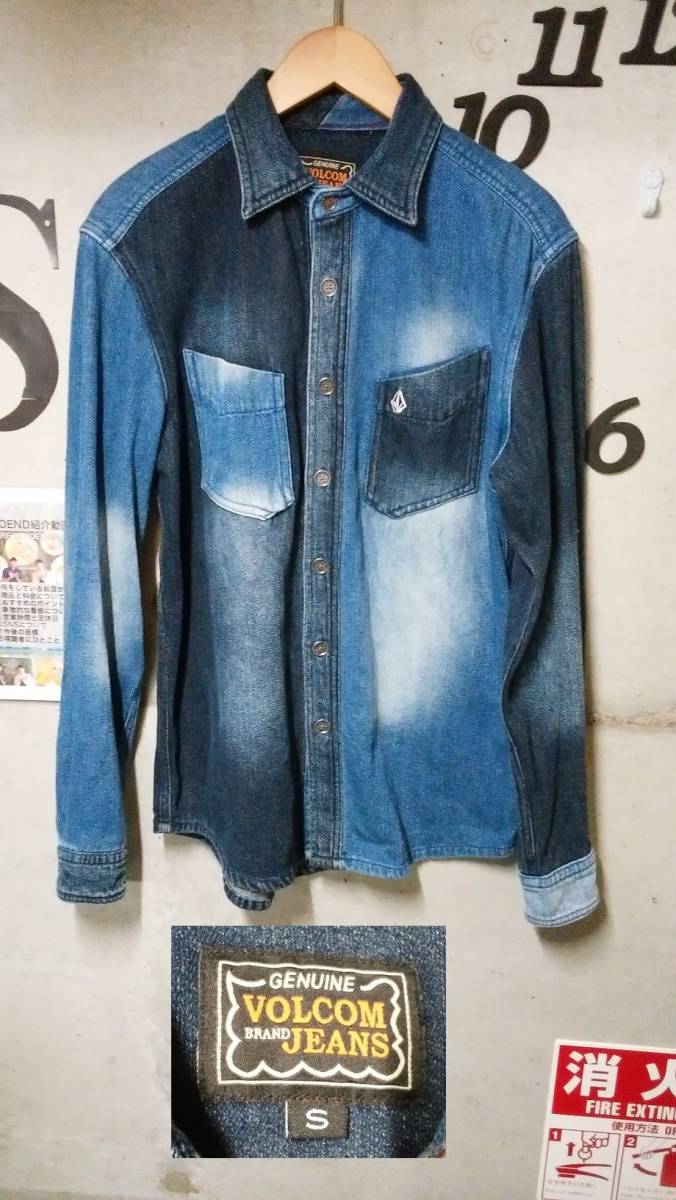 VOLCOM デニムシャツ 長袖 インディゴブルー カジュアル レディース Sサ VOLCOM デニムシャツ 長袖 インディゴブルー カジュアル レディース S