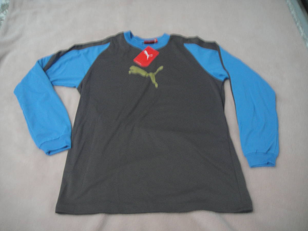 プーマ PUMA　裏起毛長袖プラクティスシャツ　ブルー/茶　O 新品.タグ付き 864230/32 サッカー フットサル 裏起毛トレーニングTee長袖