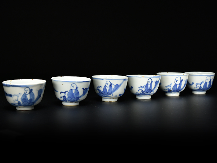 中国古玩 唐物 煎茶道具 成化年製 款 染付 錫口 茶 【