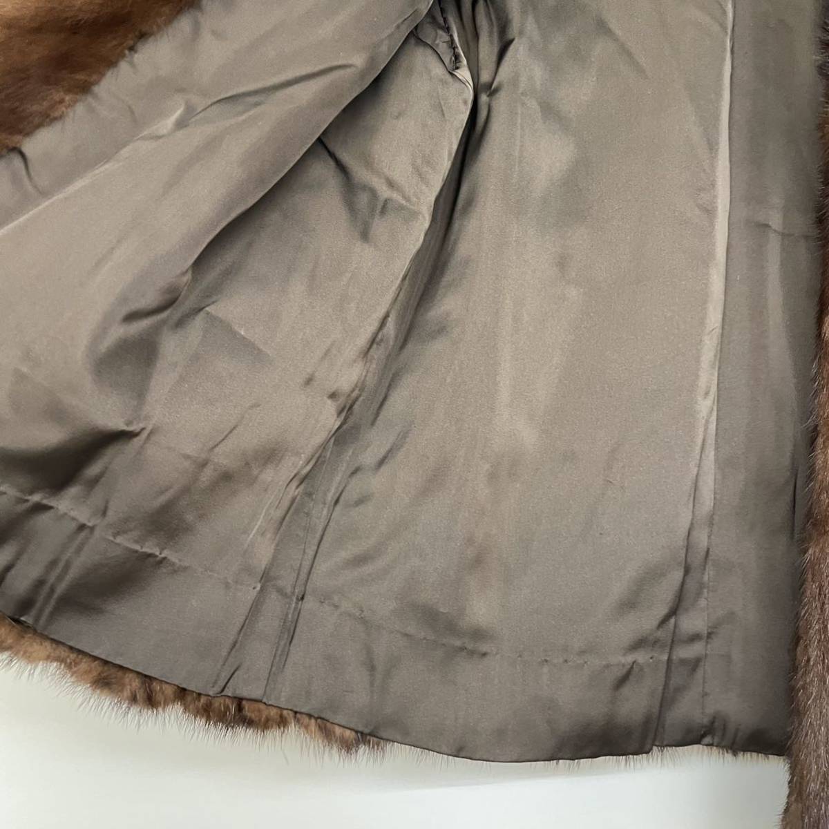 訳有特価】Madame Lina 毛皮 コート ミンク ブラウン 茶 ファー