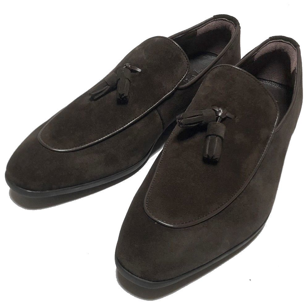 三陽山長 SHINSUKE 新介 スウェード タッセル ローファー 25cm デッキ  