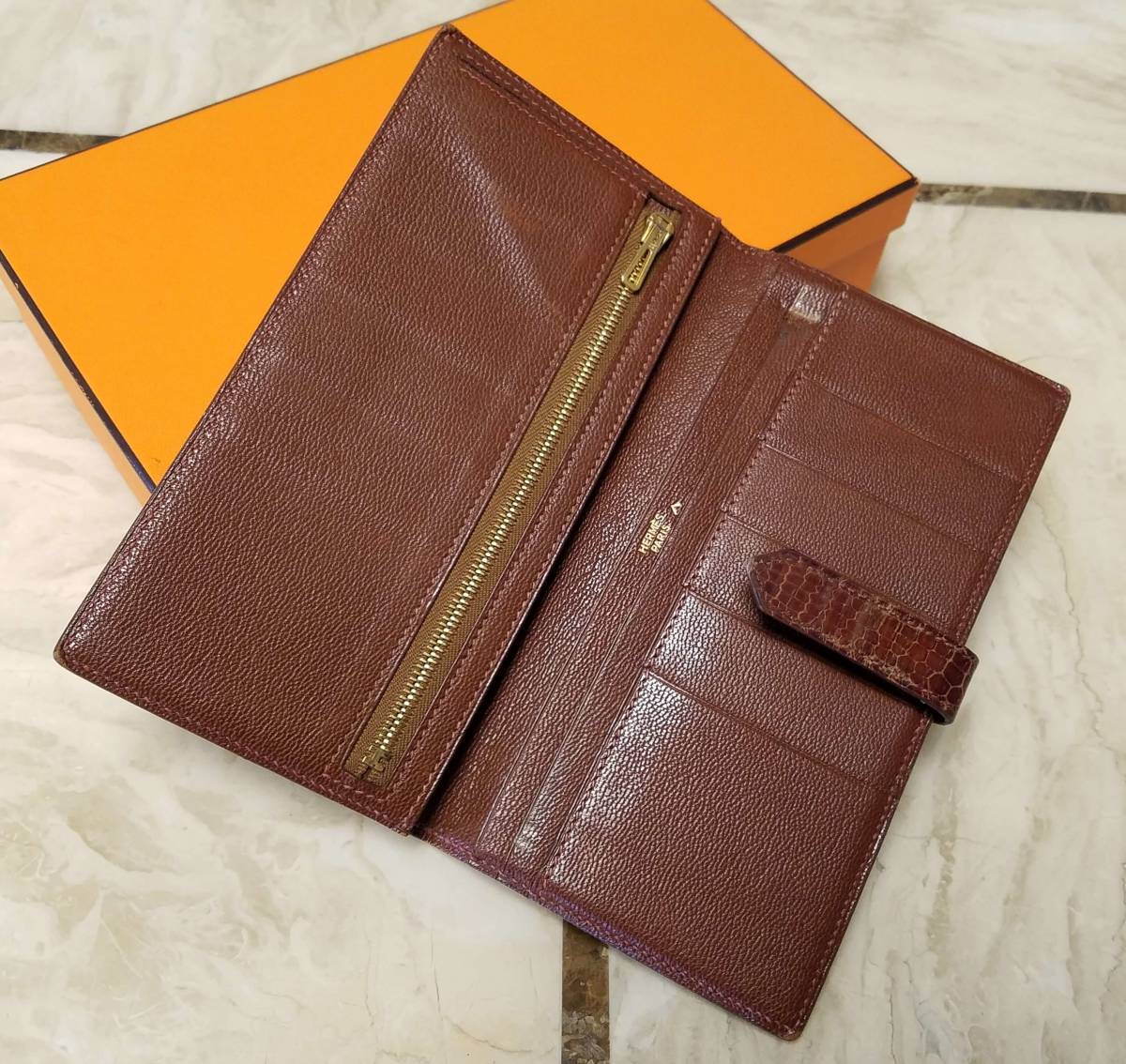 1円 ～☆ エルメス ベアン クロコダイル ポロサス 財布 コンスタンス 