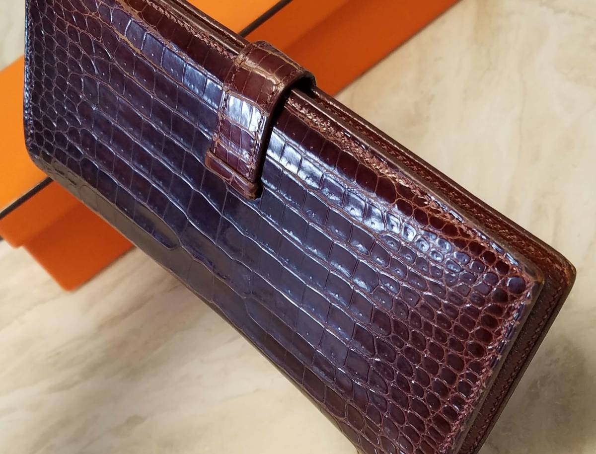 1円 ～☆ エルメス ベアン クロコダイル ポロサス 財布 コンスタンス 