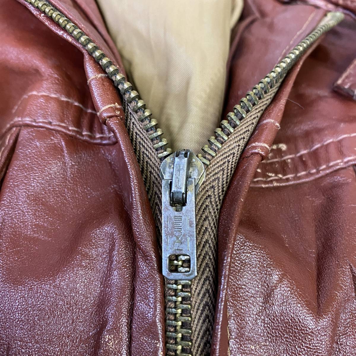 45/T8.17 70s ビンテージ JeanPierre レザーライダース パーカー 本革 