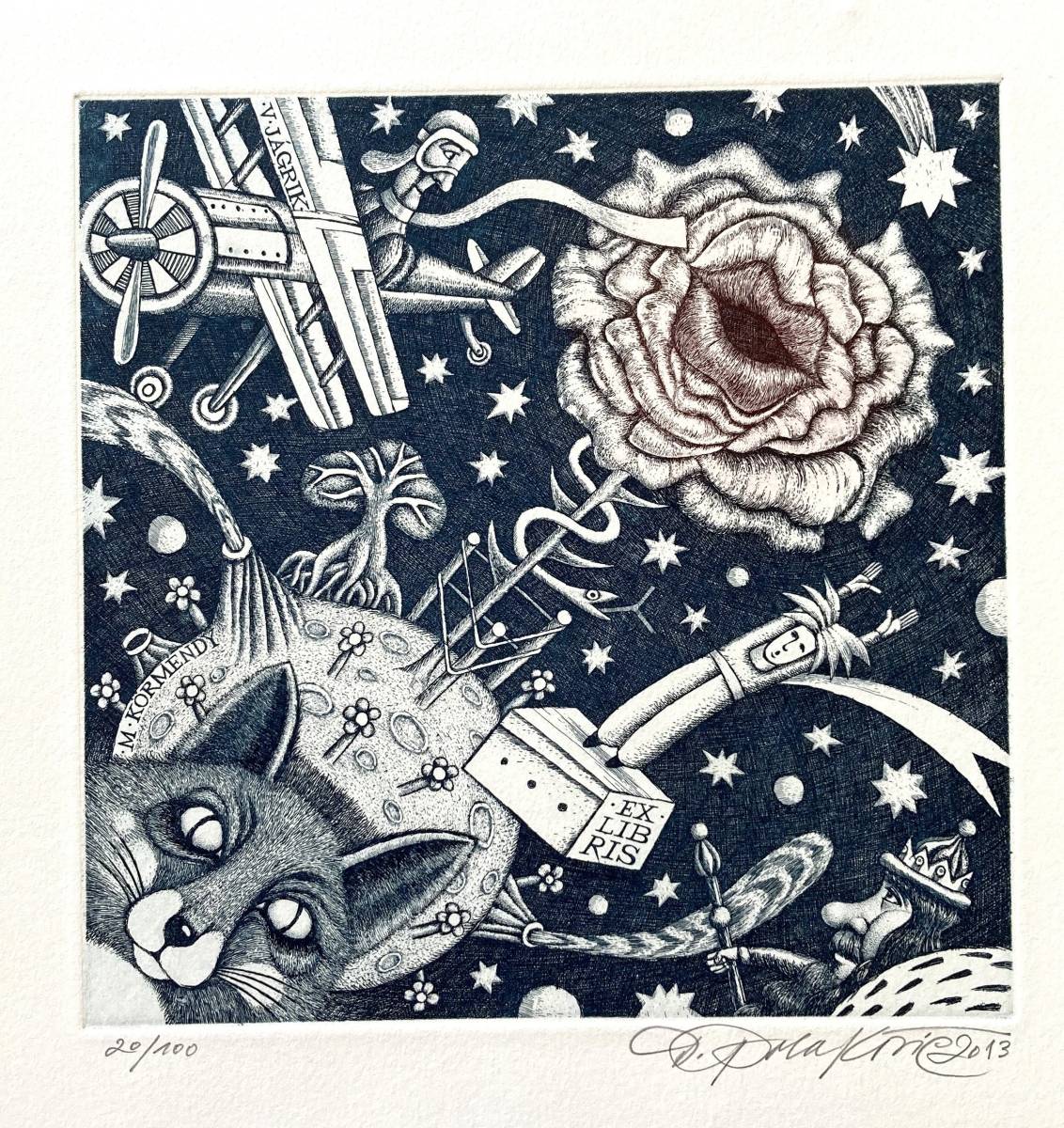 植木2点。 282『星の王子さま』 西洋蔵書票・海外版画・Dusan Polakovic作