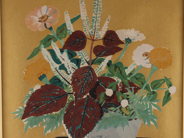 小倉遊亀 「紫蘇花」 木版画