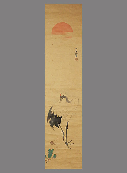 真作】□竹内栖鳳□白鶴図□共箱□近代日本画の先駆者□肉筆□掛軸 