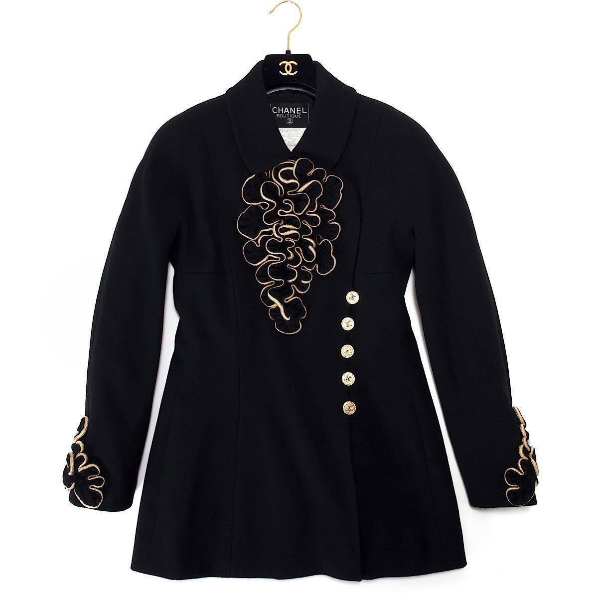 激レア 極美品 vintage CHANEL 1990AH ゴールドフラワー飾り ツイード 
