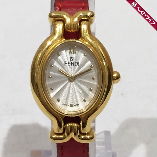 FENDI フェンディ 腕時計 ゴールドカラー レザーベルト 640L チェンジ 