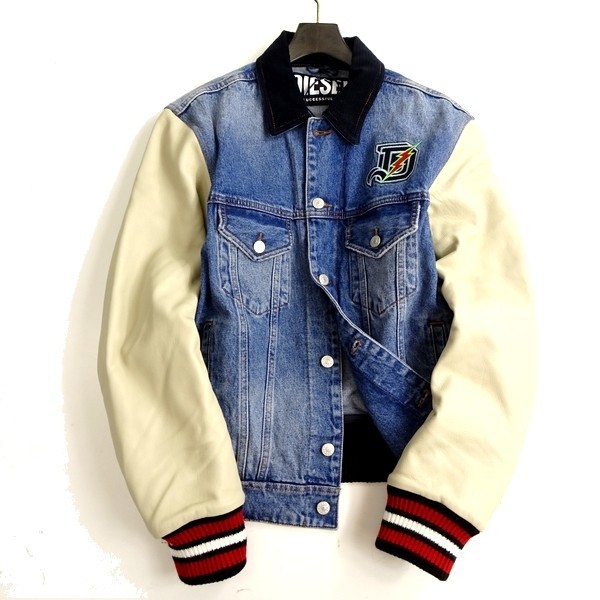 □DIESEL ディーゼル 新品 定価9.7万 D-BRESK デニム レザー ワッペン 