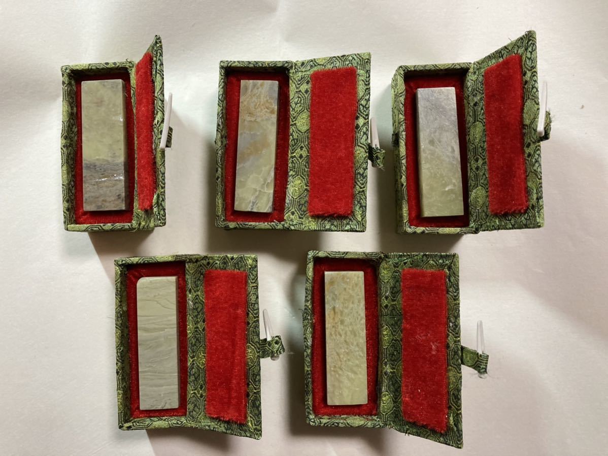 印材 中国 5個セット 篆刻 印材 中国産 青田石 箱入り 5本／3／中国産