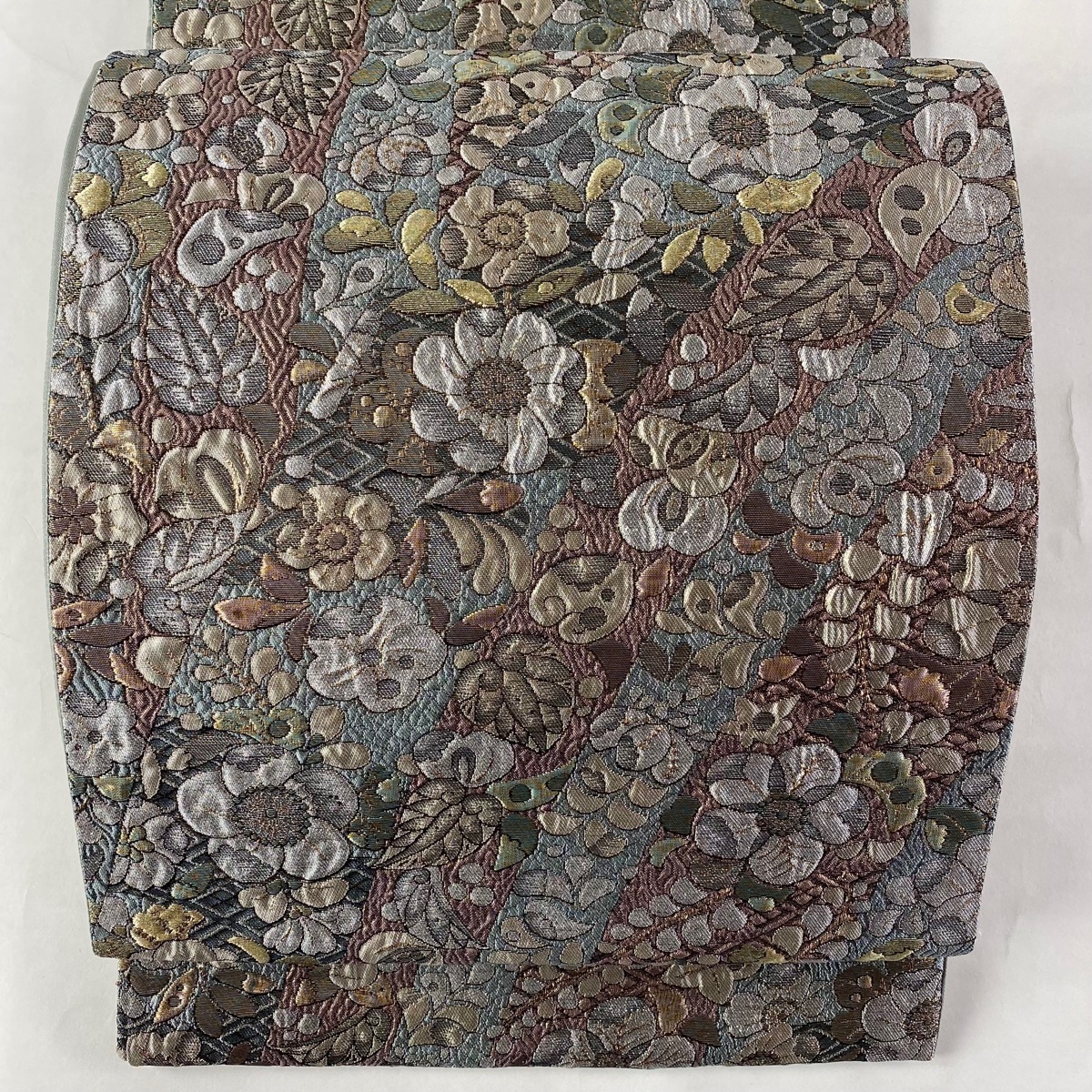 六通 袋帯 箔 美品 秀品 正絹 やまと 金糸 辻が花柄 金銀糸 中古