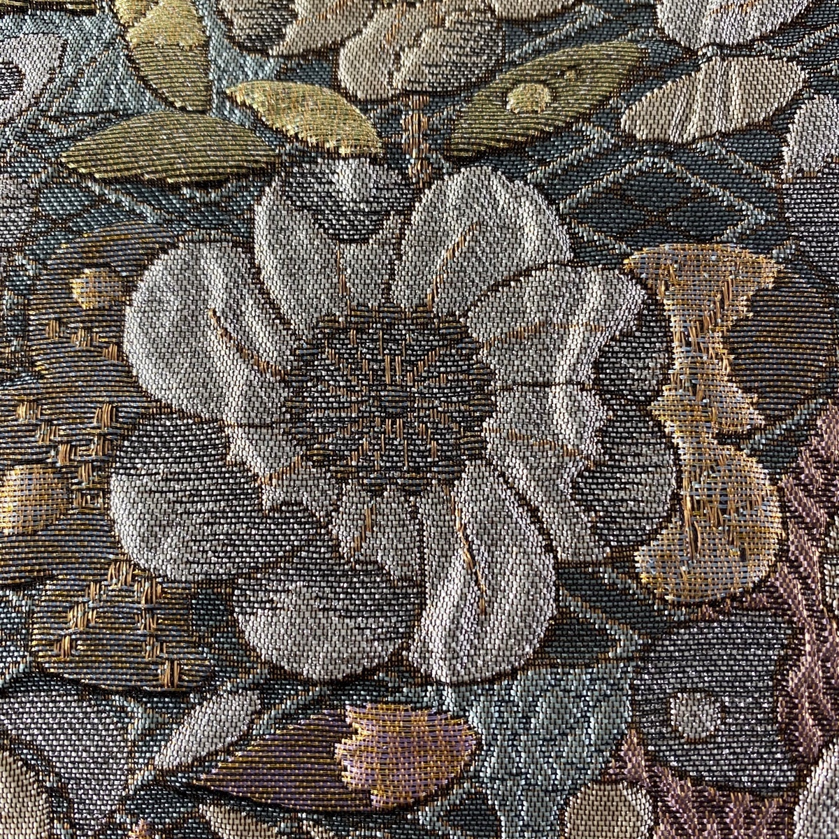 六通 袋帯 箔 美品 秀品 正絹 やまと 金糸 辻が花柄 金銀糸 中古