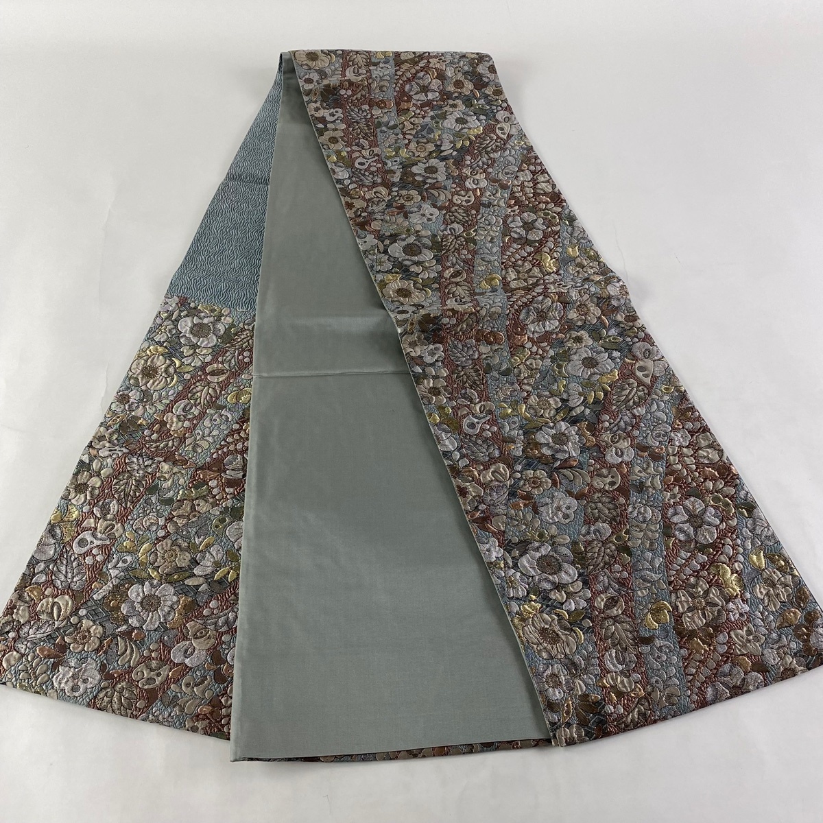 六通 袋帯 箔 美品 秀品 正絹 やまと 金糸 辻が花柄 金銀糸 中古