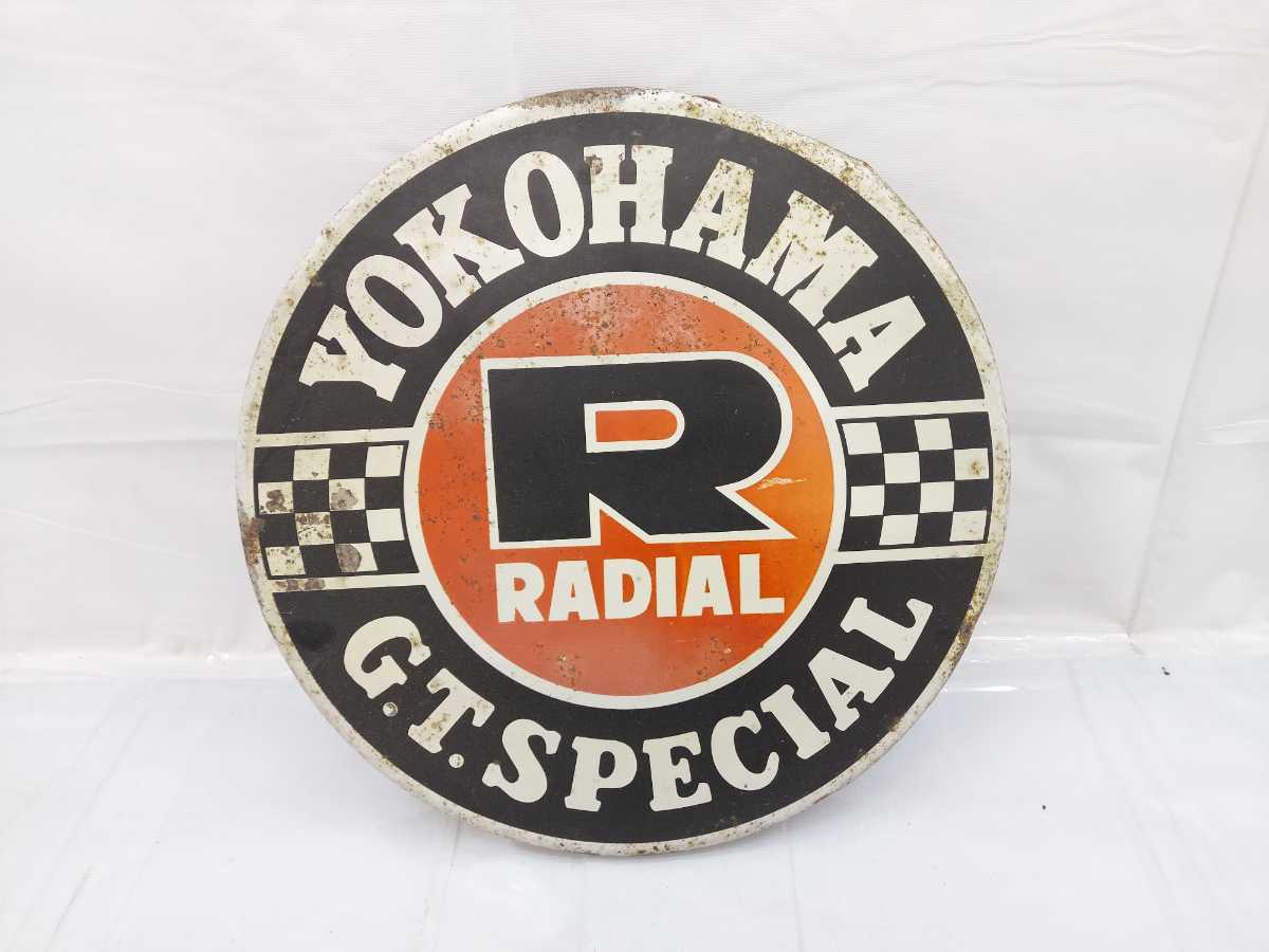 YOKOHAMA ヨコハマタイヤ レトロ看板 details item 当時物 ヨコハマ 