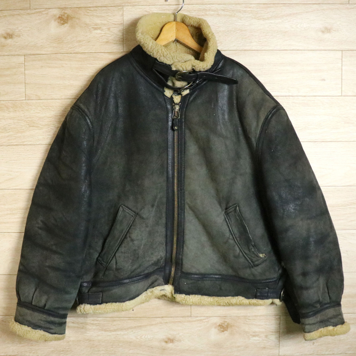 7/811 80s ビンテージ USA製 Schott ショット B-3 ムートン レザー  