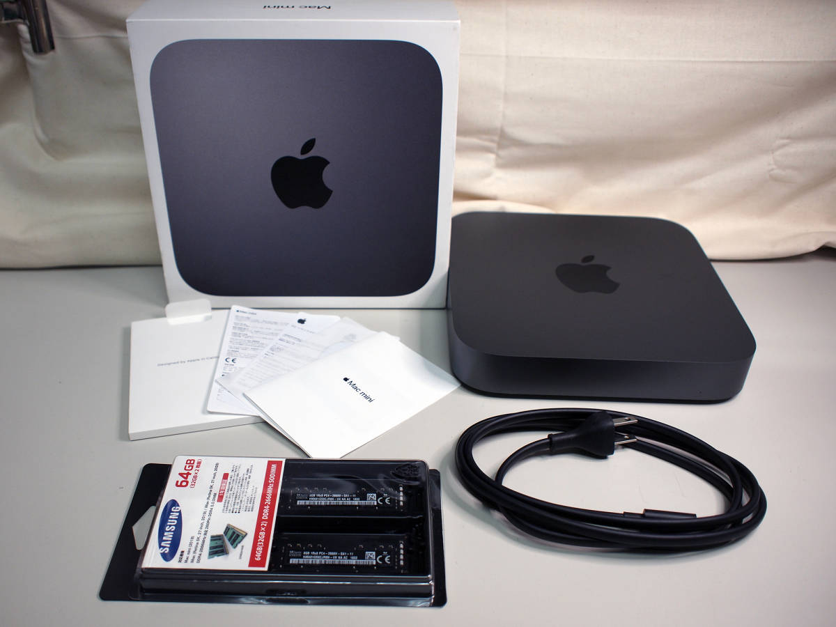 Mac mini 2018 64GB i7 6コア SSD512GB 64GBメモリ，512GB SSD，3.2GHz 6コア i7搭載！Apple Mac mini (2018