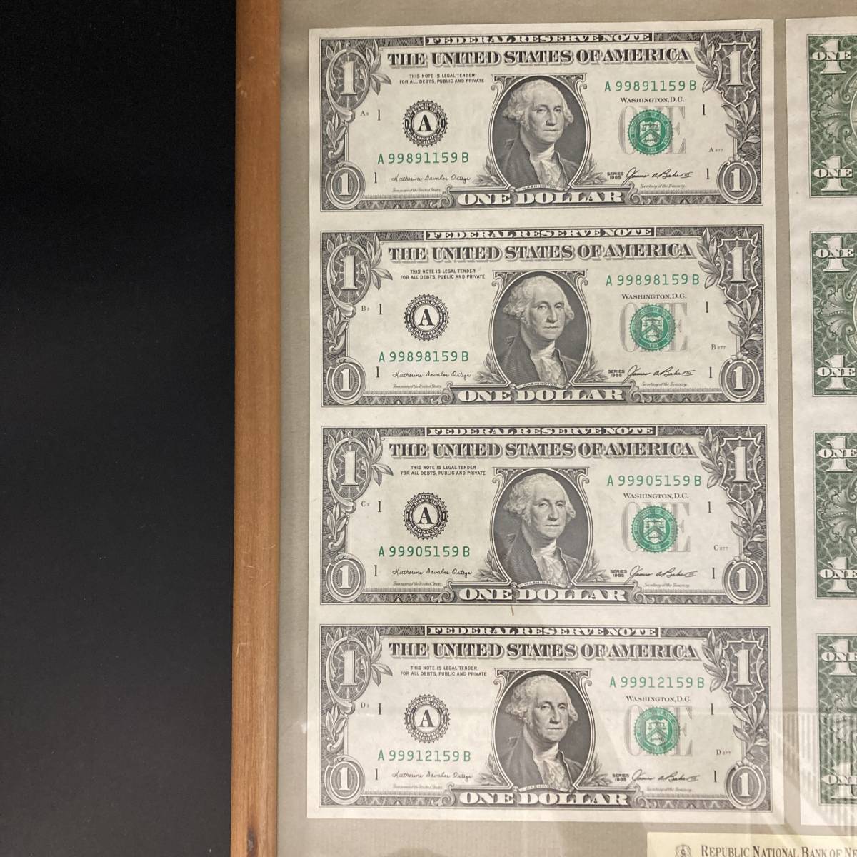 米ドル未裁断 縁起物アメリカドル ドル紙幣 1ドル札 即納 最大半額