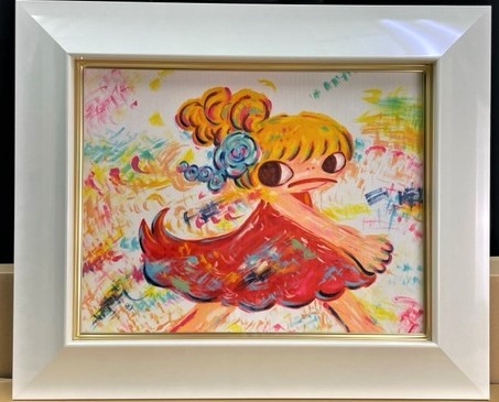得価，新品 年明け掘り出し物 手描き ロッカクアヤコ 油彩 サイン有り