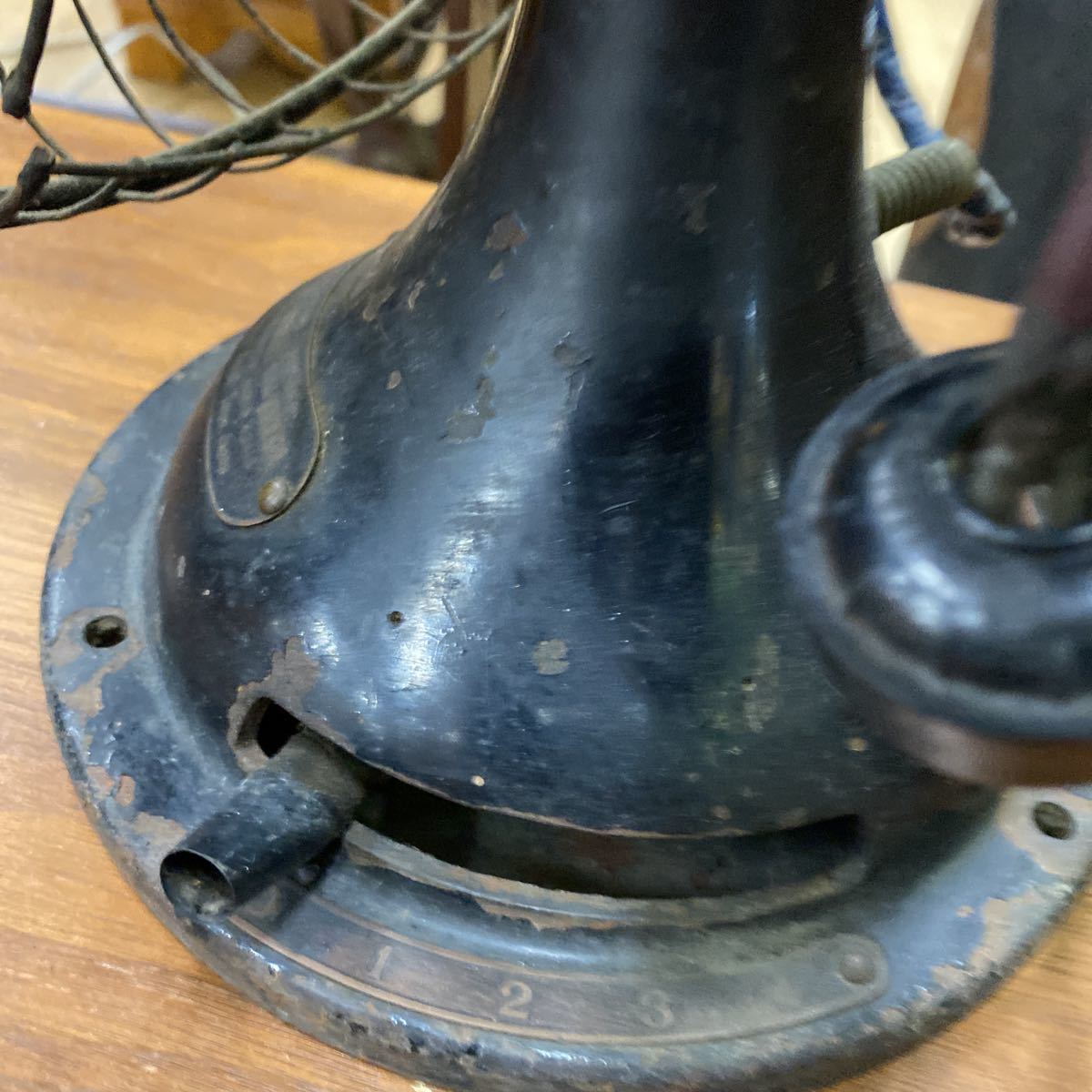 扇風機 昭和レトロ ③ 青 HITACHI⁄日立 H-614 3枚羽根 30cm 家電製品 F