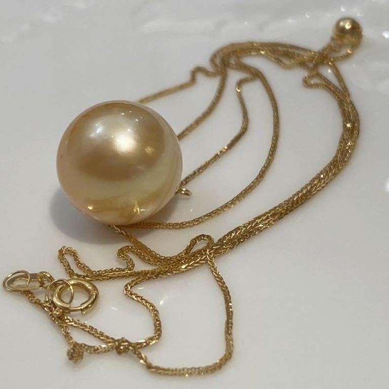 特大12mm 白蝶 18k ネックレス南洋白蝶ゴールド真珠 本真珠(白蝶（しろ  