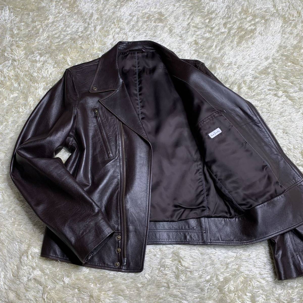 希少Lサイズ！【至高の一枚】Paul Smith ポールスミス ラムレザー 羊革 