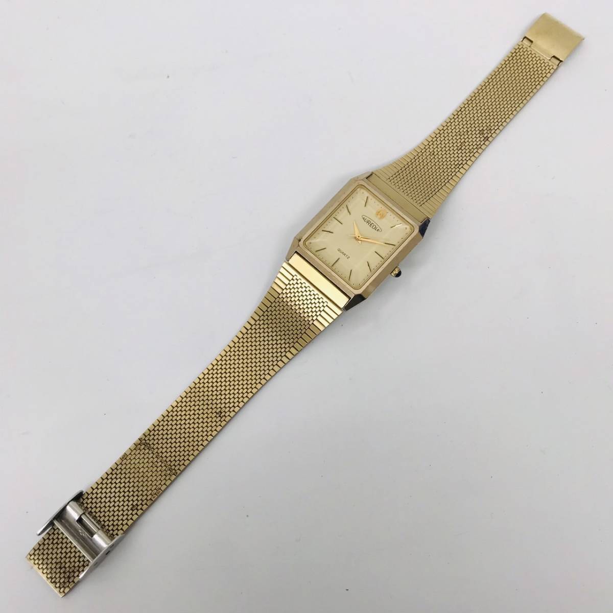 1円～☆AUREOLE オレオール SW-116 腕時計☆クォーツ/3針/JAPAN/金色 