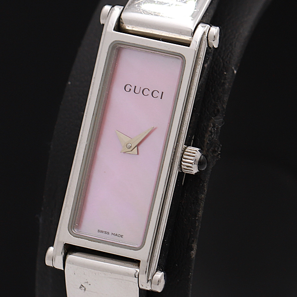 赤字超特価，豊富な 1円 稼働 良品 GUCCI/グッチ 1500L スクエア バングルウォッチ ピンクシェル シルバーカラー 箱付 QZ レディース腕時計 A0145081(女性用)｜売買されたオークション情報、yahooの商品情報をアーカイ 女性用