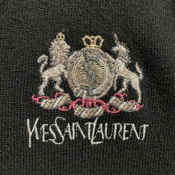 イヴサンローラン YvesSaintLaurent 長袖セーター サイズM - 黒×シルバー×マルチ メンズ クルーネック/pour homme/刺繍 トップス イヴサンローラン LAURENT SAINT HAPPENING インクス オールド