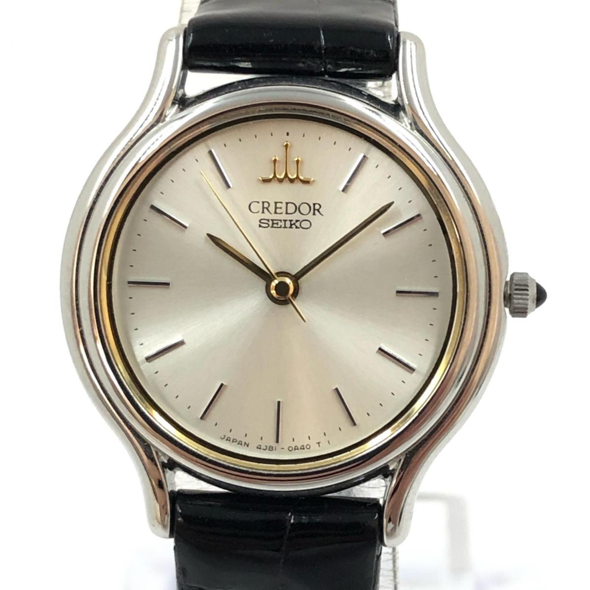 SEIKO セイコー クレドール レディース腕時計 クォーツ SS 革ベルト 銀 