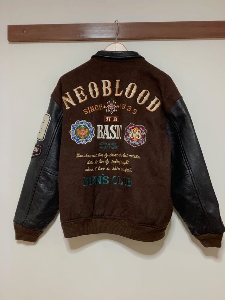 ふ824 NEO BLOOD スタジャン 袖レザー F ダークブラウン 中綿 (Mサイズ 