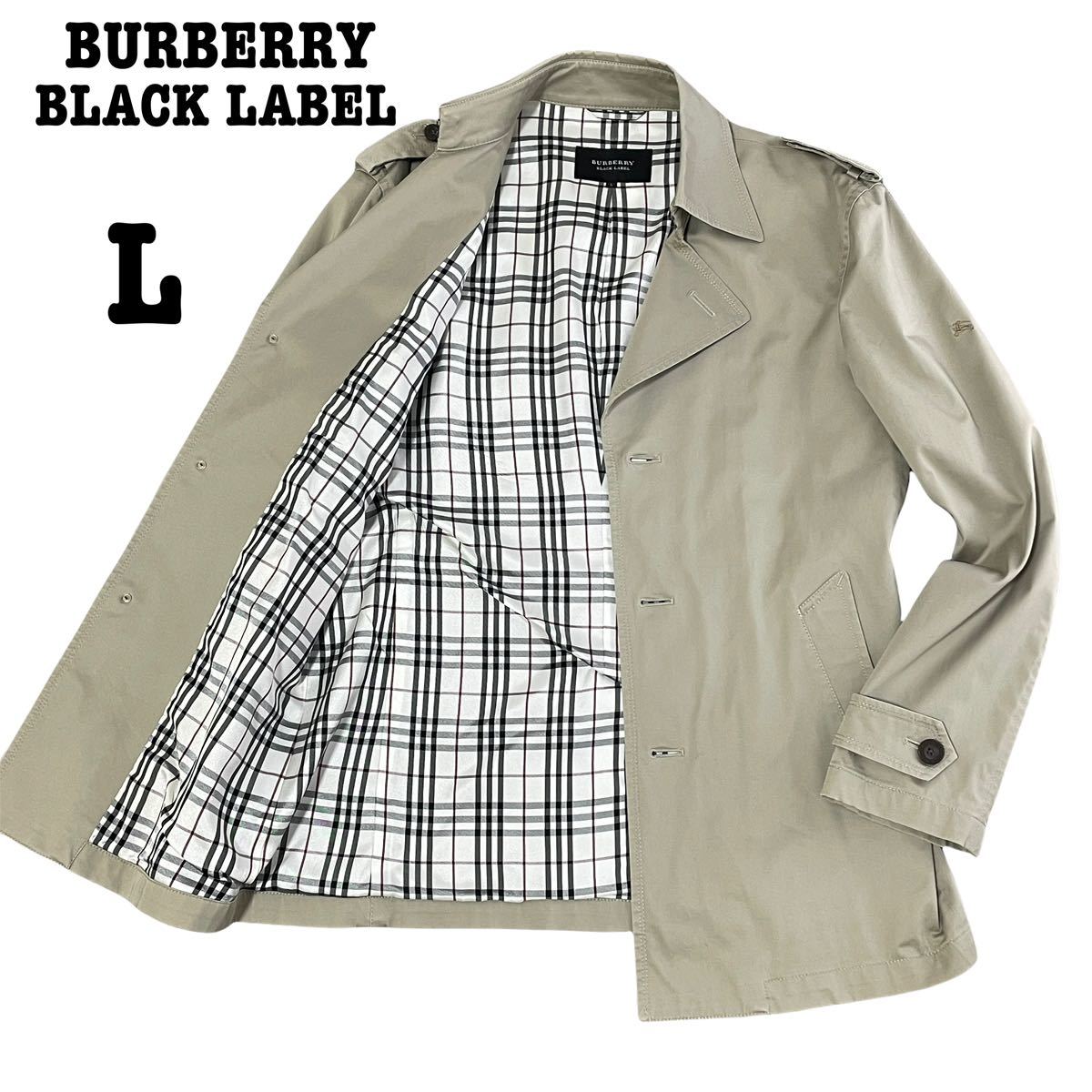 バーバリーブラックレーベル シングルトレンチコート L 裏地ノバチェック ショート丈 BURBERRY BLACK LABEL 