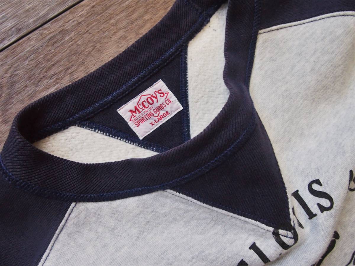 ザリアルマッコイズ/McCOY'S 40ｓツートーンスウェットシャツ XL フリーダムスリーブ NAVY