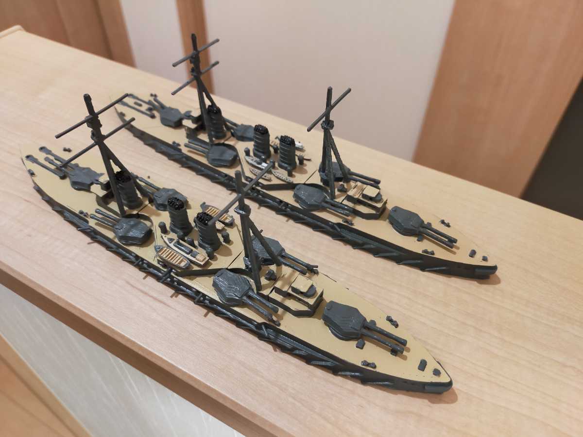 日本海軍弩級戦艦 1/700艦船模型 戦艦摂津 戦艦河内のキット組立品 2