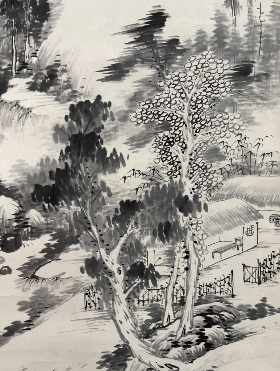 模写/田能村竹田/頼山陽（賛）/宴画賛/人物/布袋屋掛軸A-236 模写