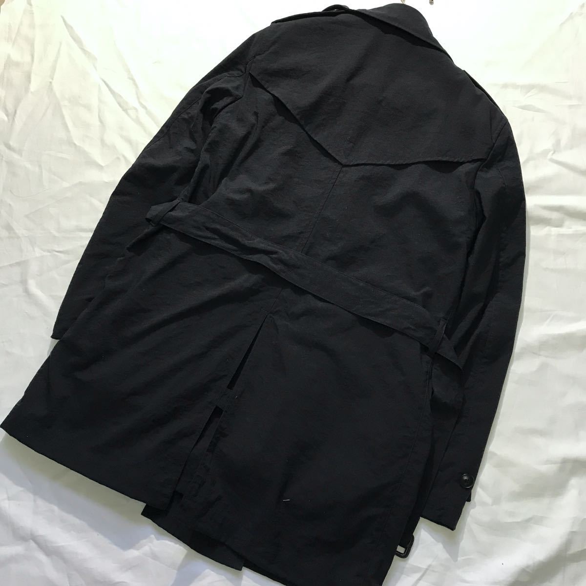 希少 極美品 M.I.D.A. ダブル トレンチコート ネイビー 46 ムートン 