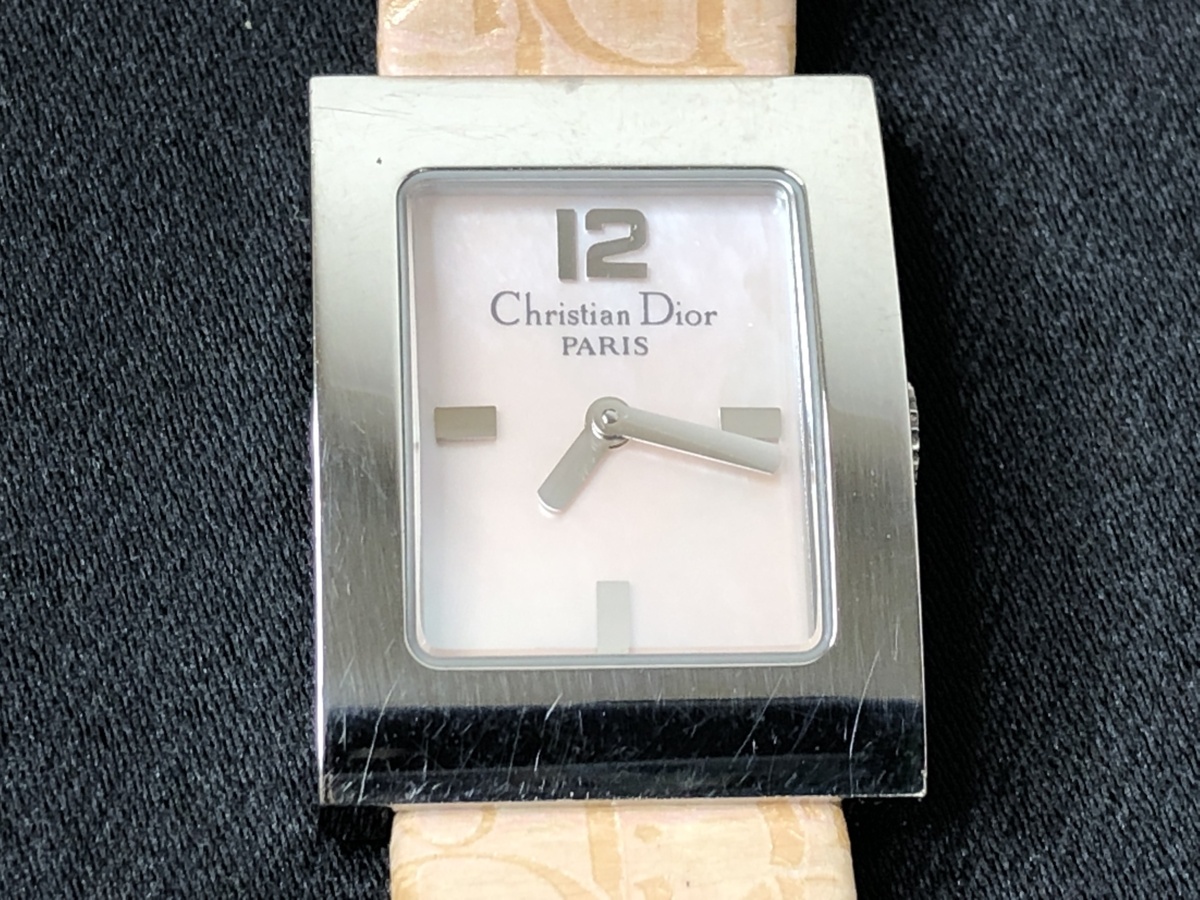 動作品 Christian Dior クリスチャンディオール マリススクエア 腕時計 D78-109 クォーツ シェル文字盤 レディース Z1-97-D☆