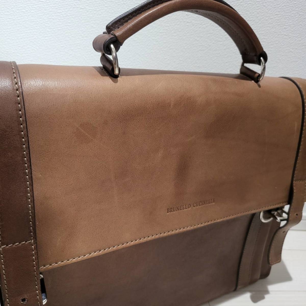 Brunello Cucinelli ブルネロクチネリ 牛革レザー ブラウン ビジネス 