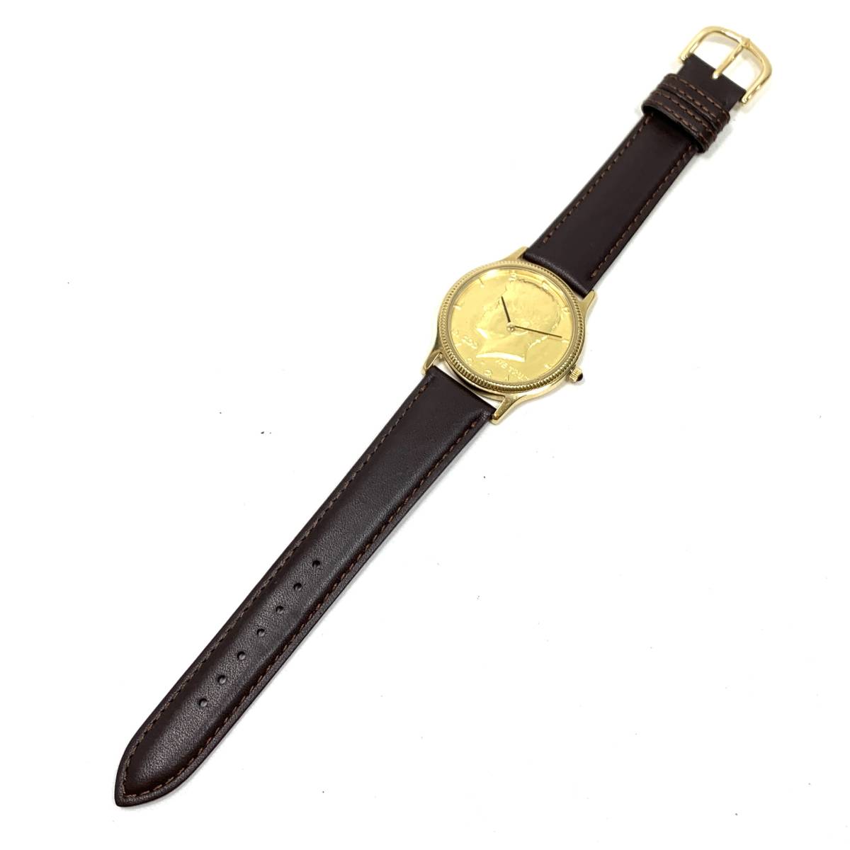 ▽【電池交換済】 ケネディコイン INGODWETRUST 1981 メンズ QZ クォーツ 腕時計 革ベルト ゴールド文字盤  ブラウン(アナログ（クォーツ式）)｜売買されたオークション情報、Yahoo!オークション(旧ヤフオク!) の商品情報をアーカイブ公開 -  オークファン（aucfan.com）