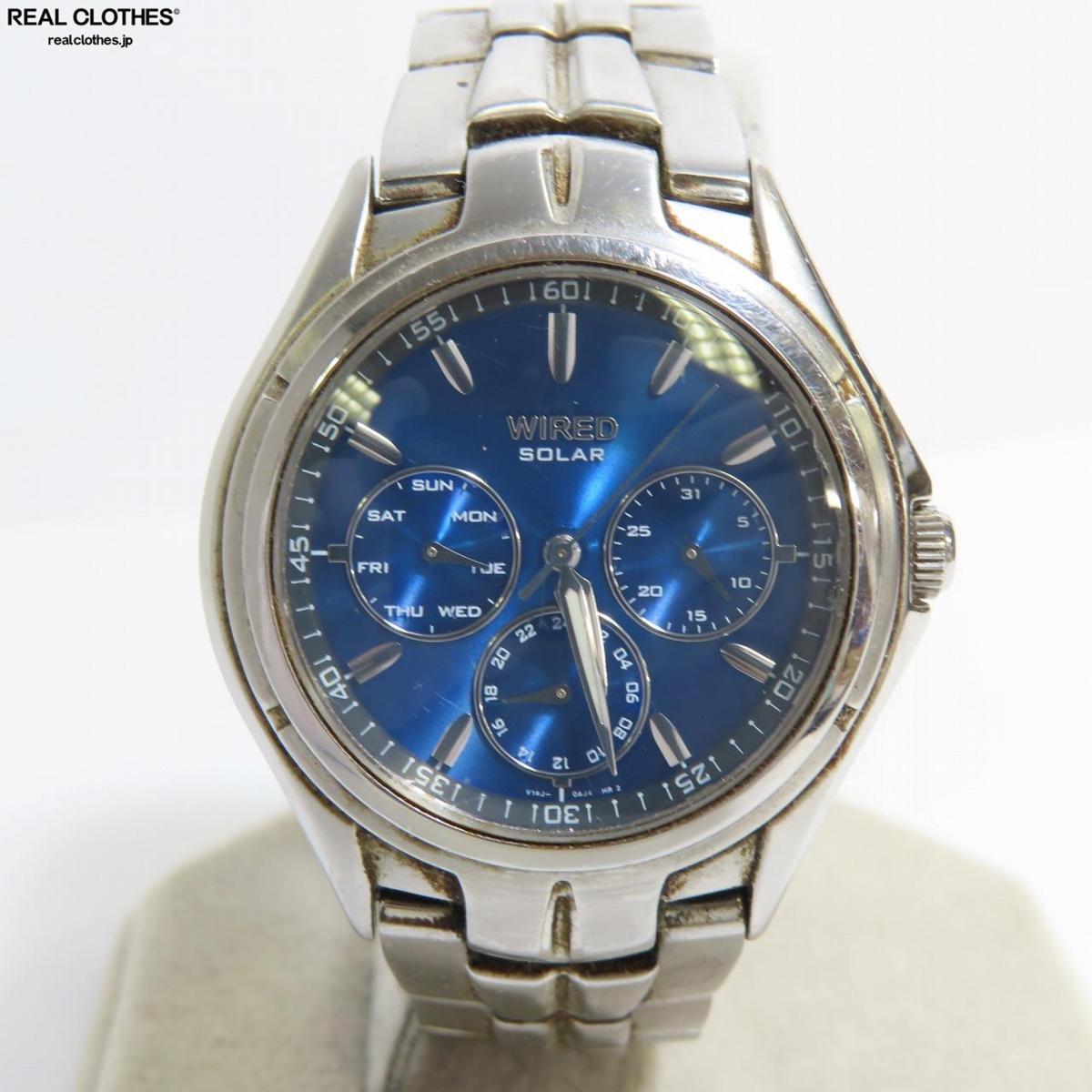 SEIKO/セイコー WIRED/ワイアード ソーラー 腕時計/青文字盤 V14J-0AF0 