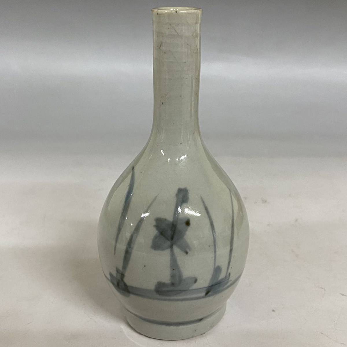 染付 古伊万里 徳利 江戸時代中期～後期 若松の図 花入れ 茶道具 吉祥