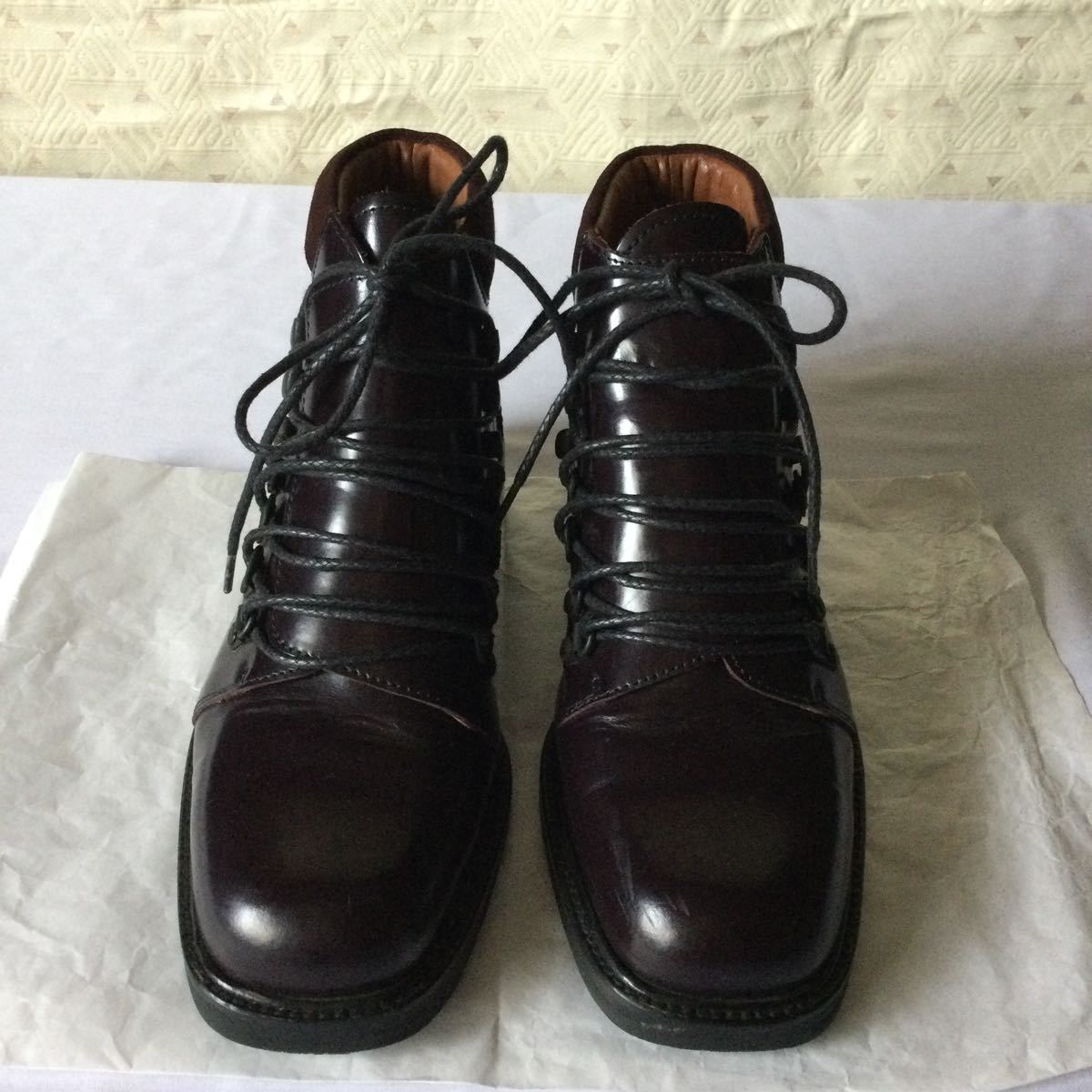 GUCCI グッチ レザーレースアップブーツ ブラウン 104 0153-36 1/2 