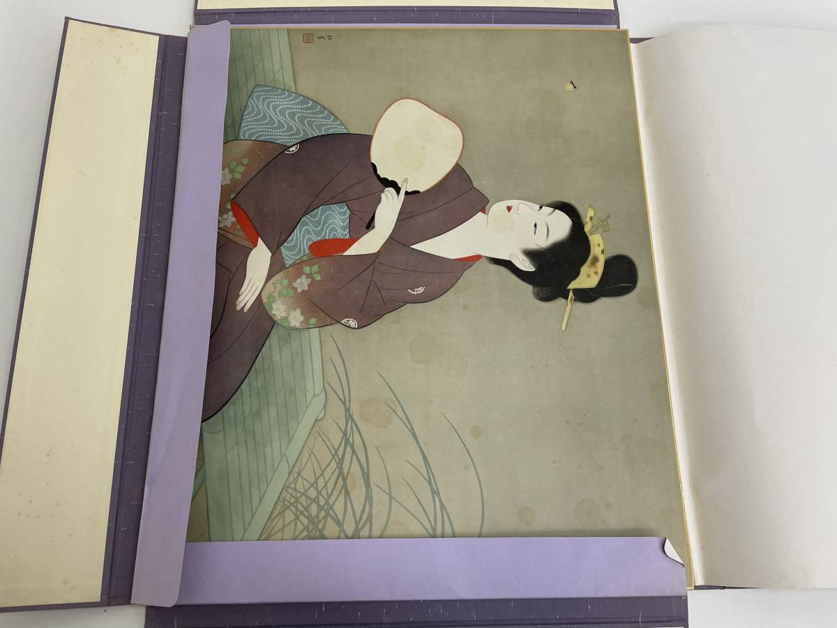I220122 上村松園 四季美人画 限定 56/100 螢 待月 牡丹雪 3枚 定価二