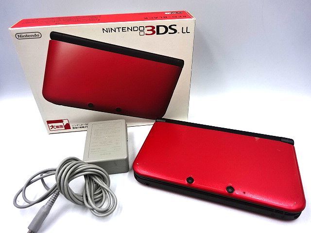 ♪Nintendo 任天堂 ニンテンドー 3DS LL 本体 レッド ブラック 赤 充電  