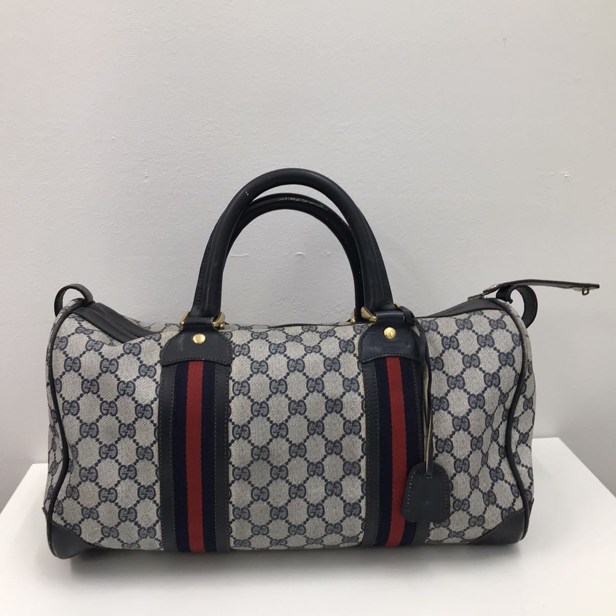 美品✨ GUCCI ミニボストンバッグ シェリーライン GG柄 ブラック GUCCI オールドグッチ GG柄 シェリーライン ボストンバッグ