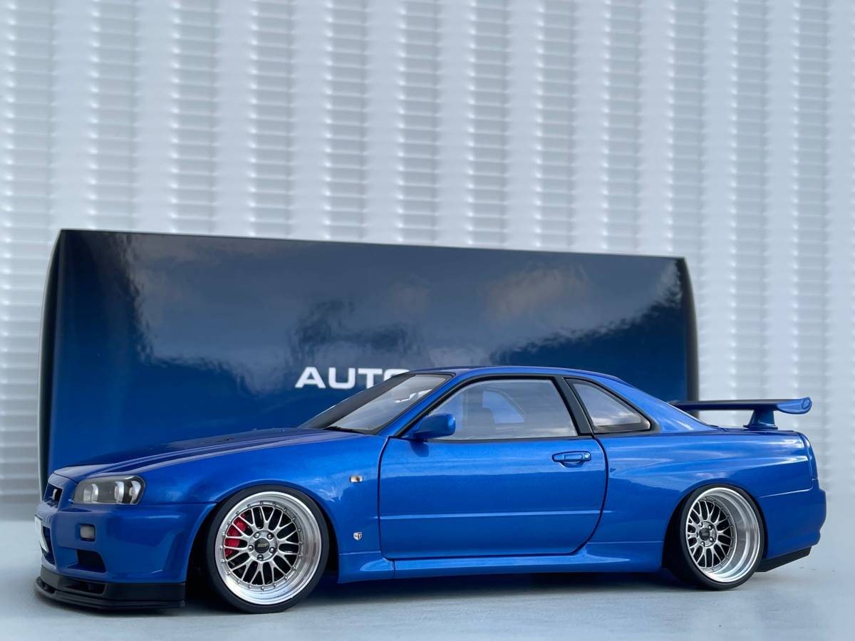 1/18 Aa R34 GT-R ☆新品（改）カスタム☆ アルミ製削り出し深リムBBS