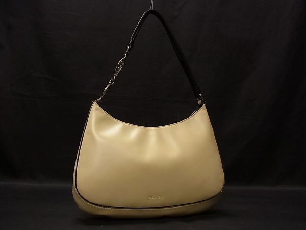 【お得】 1円 PRADA プラダ レザー ショルダーバッグ ハンドバッグ 肩掛けかばん 手提げ レディース ベージュ系&times;ブラック系 V8092VN(ショルダーバッグ)｜売買されたオークション情報、yahooの商品情報 かばん、バッグ